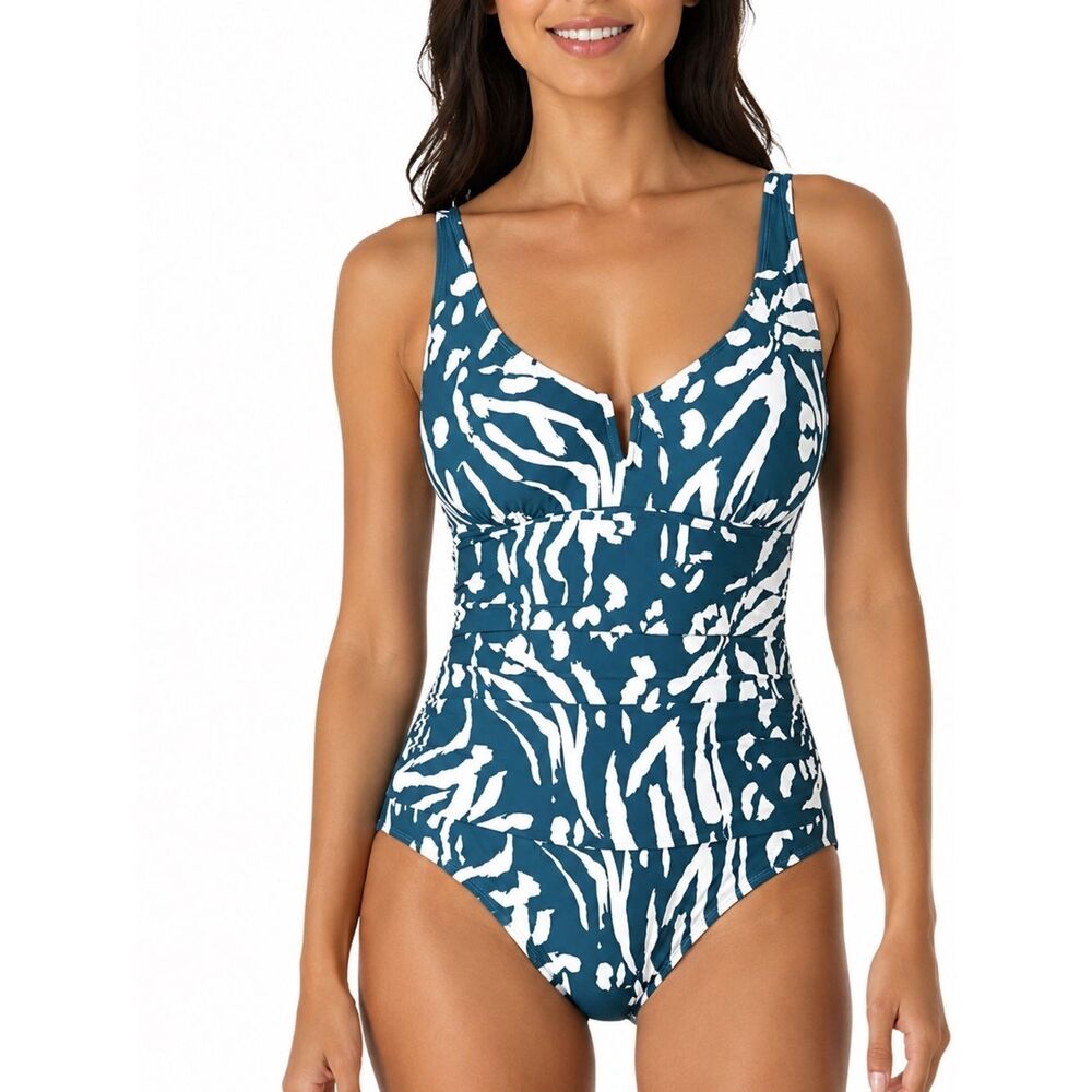 🆕 Anne Cole Jungle Fever V-Wire One Piece Swimsuit size 18W